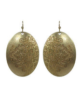 Load image into Gallery viewer, Tree of Life Design Engraved Oval Shape Drop Dangle Earrings