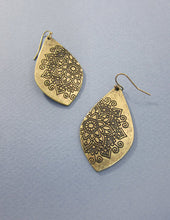 Load image into Gallery viewer, Mandala Design Engraved Teardrop Shape Drop Dangle Earrings