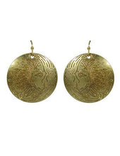 Load image into Gallery viewer, Sun&Moon Design Engraved Round Shape Drop Dangle Earrings