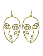 Load image into Gallery viewer, Picasso Face with Kiss Design Drop Dangle Hook Earrings
