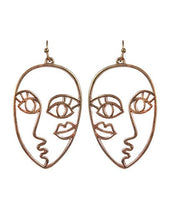 Load image into Gallery viewer, Picasso Face with Kiss Design Drop Dangle Hook Earrings
