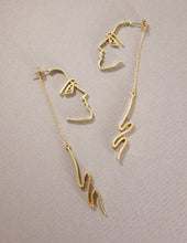 Load image into Gallery viewer, Picasso Abstract Long Face  Design Drop Dangle Post Earrings