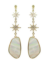 Load image into Gallery viewer, Celestial Sparkling Star Shell Dangle Post Earrings