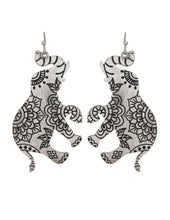 Load image into Gallery viewer, Happy Elephant Design Mandala Engraved Elephant Shape Drop Dangle Post Earrings