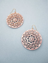 Load image into Gallery viewer, Acetate Resin Round Mandala Filigree Dangle Hook Earrings