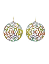 Load image into Gallery viewer, Acetate Resin Round Mandala Filigree Dangle Hook Earrings