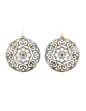 Load image into Gallery viewer, Acetate Resin Round Mandala Filigree Dangle Hook Earrings