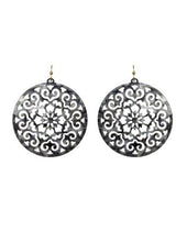 Load image into Gallery viewer, Acetate Resin Round Mandala Filigree Dangle Hook Earrings