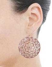 Load image into Gallery viewer, Acetate Resin Round Mandala Filigree Dangle Hook Earrings