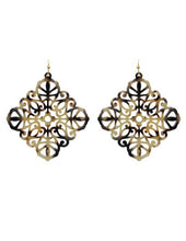Load image into Gallery viewer, Acetate Resin Diamond shape Mandala Filigree Dangle Drop Hook Earrings