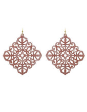 Load image into Gallery viewer, Acetate Resin Diamond shape Mandala Filigree Dangle Drop Hook Earrings