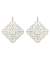 Load image into Gallery viewer, Acetate Resin Diamond shape Mandala Filigree Dangle Drop Hook Earrings