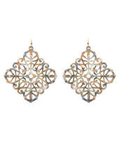 Load image into Gallery viewer, Acetate Resin Diamond shape Mandala Filigree Dangle Drop Hook Earrings