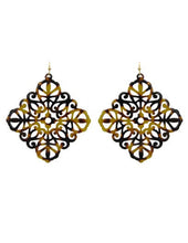 Load image into Gallery viewer, Acetate Resin Diamond shape Mandala Filigree Dangle Drop Hook Earrings