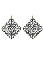Load image into Gallery viewer, Acetate Resin Diamond shape Mandala Filigree Dangle Drop Hook Earrings