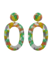 Load image into Gallery viewer, Acetate Resin Round Oval shape Dangle Drop Post Earrings