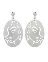 Load image into Gallery viewer, Picasso earring Lady Face Design Oval Shape Drop Dangle Post Earrings