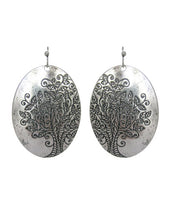Load image into Gallery viewer, Tree of Life Design Engraved Oval Shape Drop Dangle Earrings
