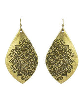Load image into Gallery viewer, Mandala Design Engraved Teardrop Shape Drop Dangle Earrings