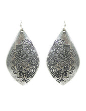 Load image into Gallery viewer, Mandala Design Engraved Teardrop Shape Drop Dangle Earrings