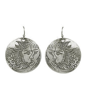 Load image into Gallery viewer, Sun&Moon Design Engraved Round Shape Drop Dangle Earrings