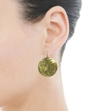 Load image into Gallery viewer, Sun&Moon Design Engraved Round Shape Drop Dangle Earrings