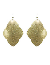 Load image into Gallery viewer, Elephant Design Engraved Diamond Shape Drop Dangle Earrings