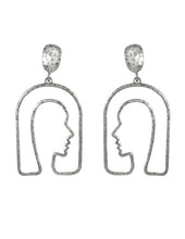 Load image into Gallery viewer, Picasso Face earring Bob hair Design Drop Dangle Post  Earrings