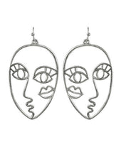 Load image into Gallery viewer, Picasso Face with Kiss Design Drop Dangle Hook Earrings