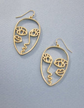 Load image into Gallery viewer, Picasso Face with Kiss Design Drop Dangle Hook Earrings