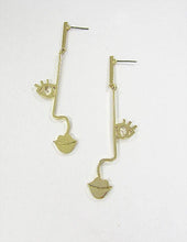 Load image into Gallery viewer, Picasso Face earring, Abstract earring,   Design Drop Dangle Post Earrings