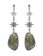 Load image into Gallery viewer, Celestial Sparkling Star Shell Dangle Post Earrings