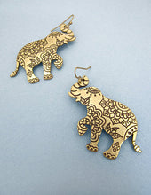 Load image into Gallery viewer, Happy Elephant Design Mandala Engraved Elephant Shape Drop Dangle Post Earrings