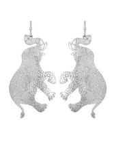 Load image into Gallery viewer, Happy Elephant Design Mandala Engraved Elephant Shape Drop Dangle Post Earrings