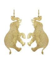 Load image into Gallery viewer, Happy Elephant Design Mandala Engraved Elephant Shape Drop Dangle Post Earrings