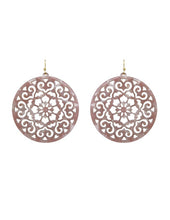 Load image into Gallery viewer, Acetate Resin Round Mandala Filigree Dangle Hook Earrings