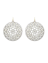 Load image into Gallery viewer, Acetate Resin Round Mandala Filigree Dangle Hook Earrings