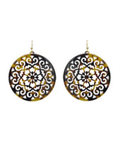 Load image into Gallery viewer, Acetate Resin Round Mandala Filigree Dangle Hook Earrings