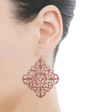 Load image into Gallery viewer, Acetate Resin Diamond shape Mandala Filigree Dangle Drop Hook Earrings