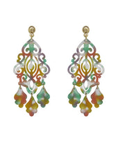 Load image into Gallery viewer, Acetate Resin Chandelier  Filigree Dangle Drop Post Earrings