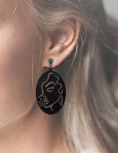 Load image into Gallery viewer, Picasso earring Lady Face Design Oval Shape Drop Dangle Post Earrings