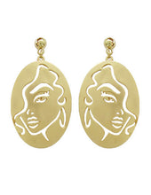 Load image into Gallery viewer, Picasso earring Lady Face Design Oval Shape Drop Dangle Post Earrings