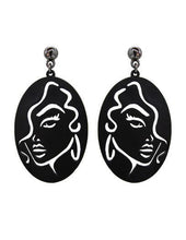 Load image into Gallery viewer, Picasso earring Lady Face Design Oval Shape Drop Dangle Post Earrings