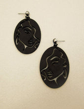 Load image into Gallery viewer, Picasso earring Lady Face Design Oval Shape Drop Dangle Post Earrings