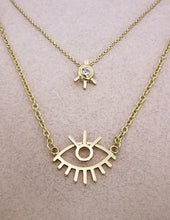 Load image into Gallery viewer, Evil Eye Wire Abstract 2 lines Layered Necklaces