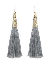 Load image into Gallery viewer, Thread Tassel Filigree Cap Drop Dangle Earrings S/S season colors