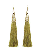 Load image into Gallery viewer, Thread Tassel Filigree Cap Drop Dangle Earrings Metallic colors