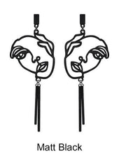 Load image into Gallery viewer, Picasso Face Design Metal Tassel Drop Dangle Post Earrings