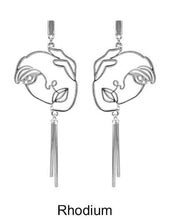 Load image into Gallery viewer, Picasso Face Design Metal Tassel Drop Dangle Post Earrings