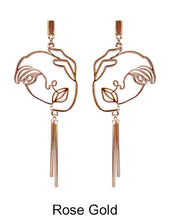 Load image into Gallery viewer, Picasso Face Design Metal Tassel Drop Dangle Post Earrings